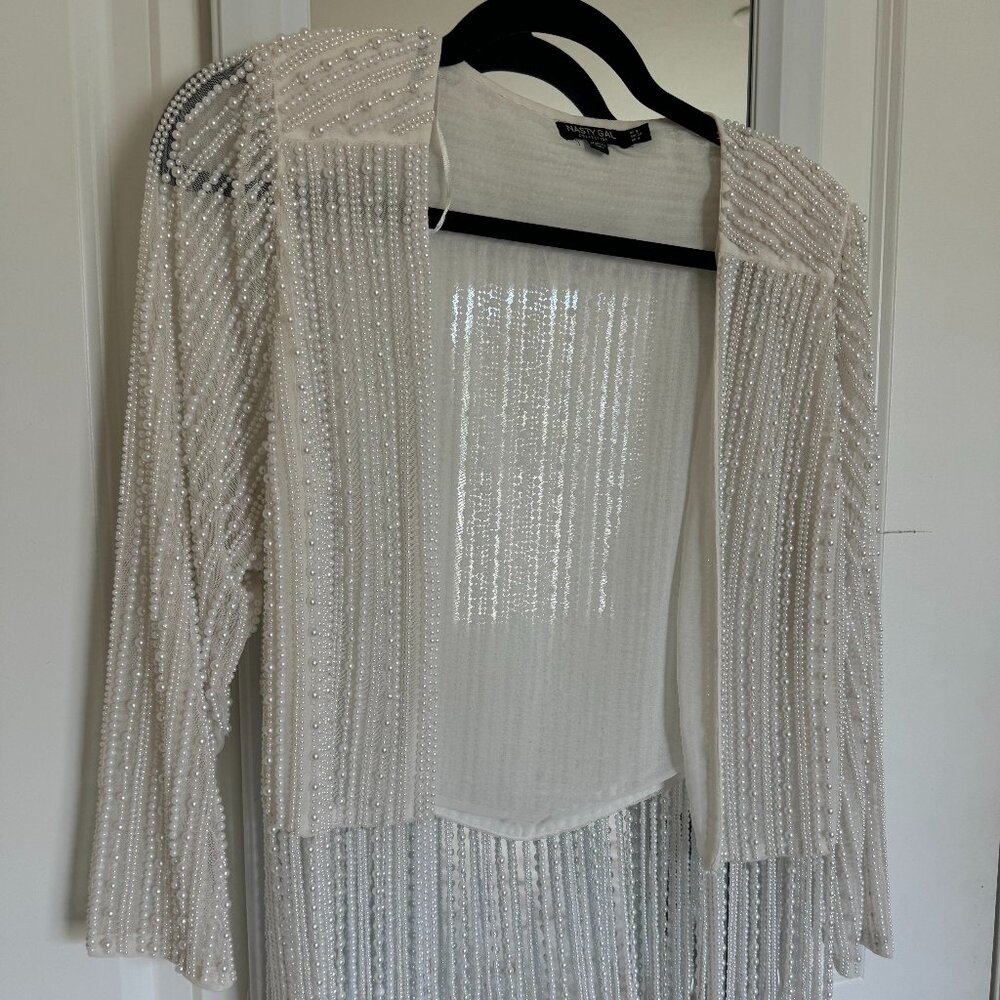 Nasty Gal Pearl Fringe Beaded Jacket